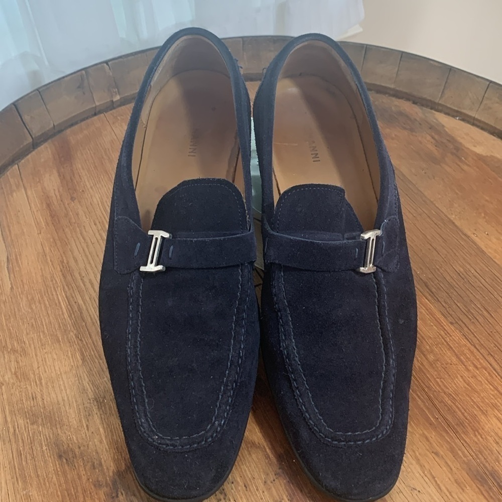 Magnanni | Blue Suede Slip On Loafers Shoes 9.5 M - Picture 2 of 16